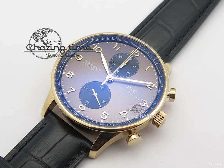 MIROTIME 0325 Classic Portuguese IW371482 ZF 1:1 Best Edition RG Gray Dial Gold Markers On Black Leather Strap A 7265